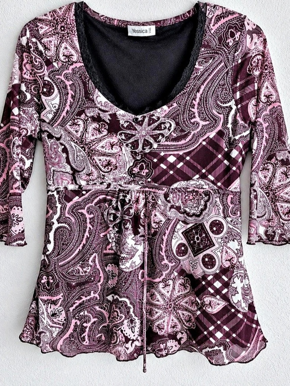 Yessica Paisley Blouse in Purple, Pink & Black Size Large